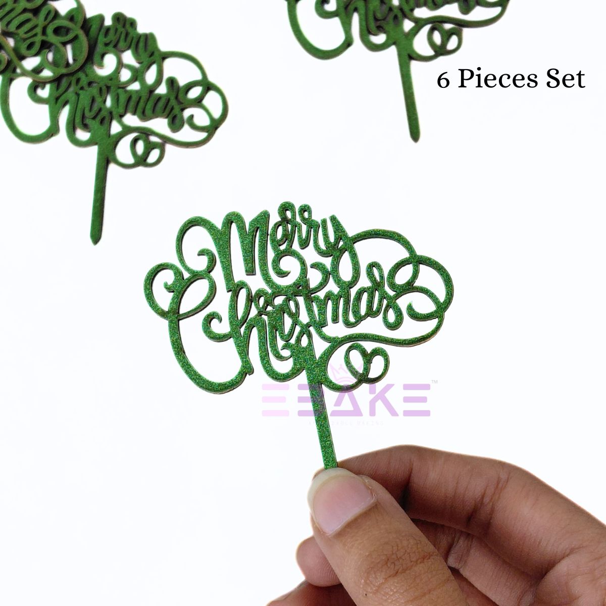 Merry Christmas Mini Cake Topper (Set of 6 Pcs) MDF