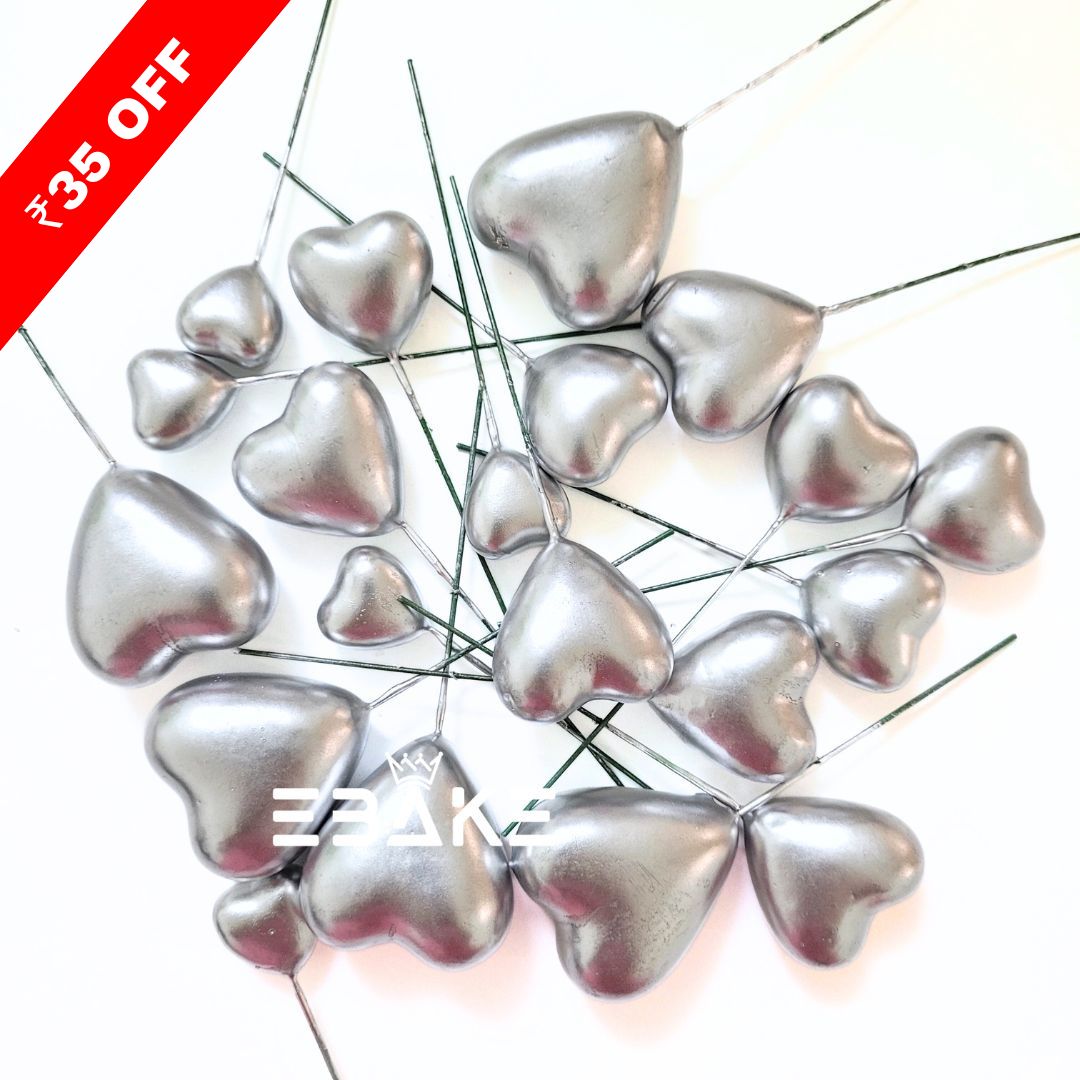 Silver Faux Hearts - Set Of 20 Pieces