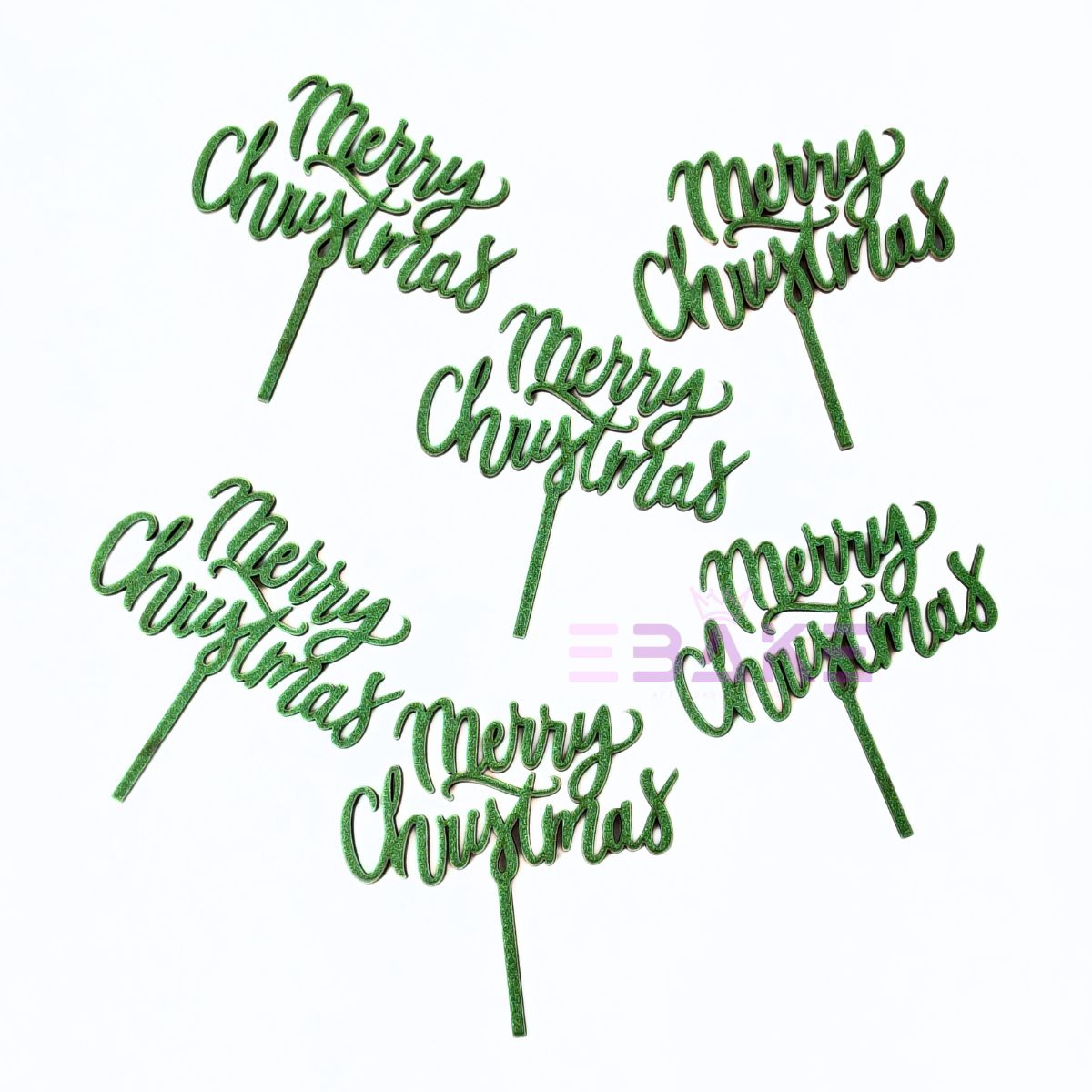Merry Christmas Mini Cake Topper (Set of 6 Pcs) MDF