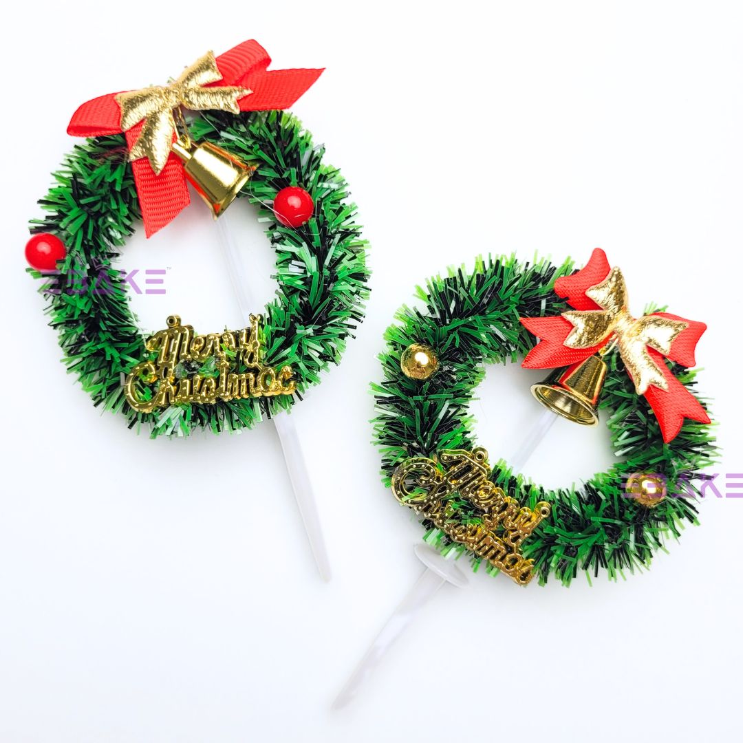 Merry Christmas Cake Topper Christmas Wreath Cake Decoration A1287