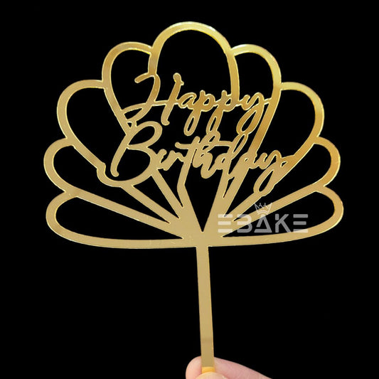 Happy Birthday Cake Topper Golden