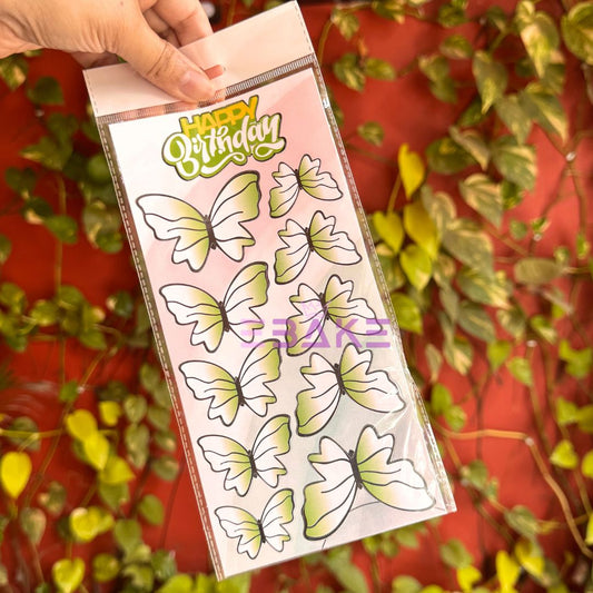 Paper Butterflies With Birthday Tag - (Set of 10 Pieces)