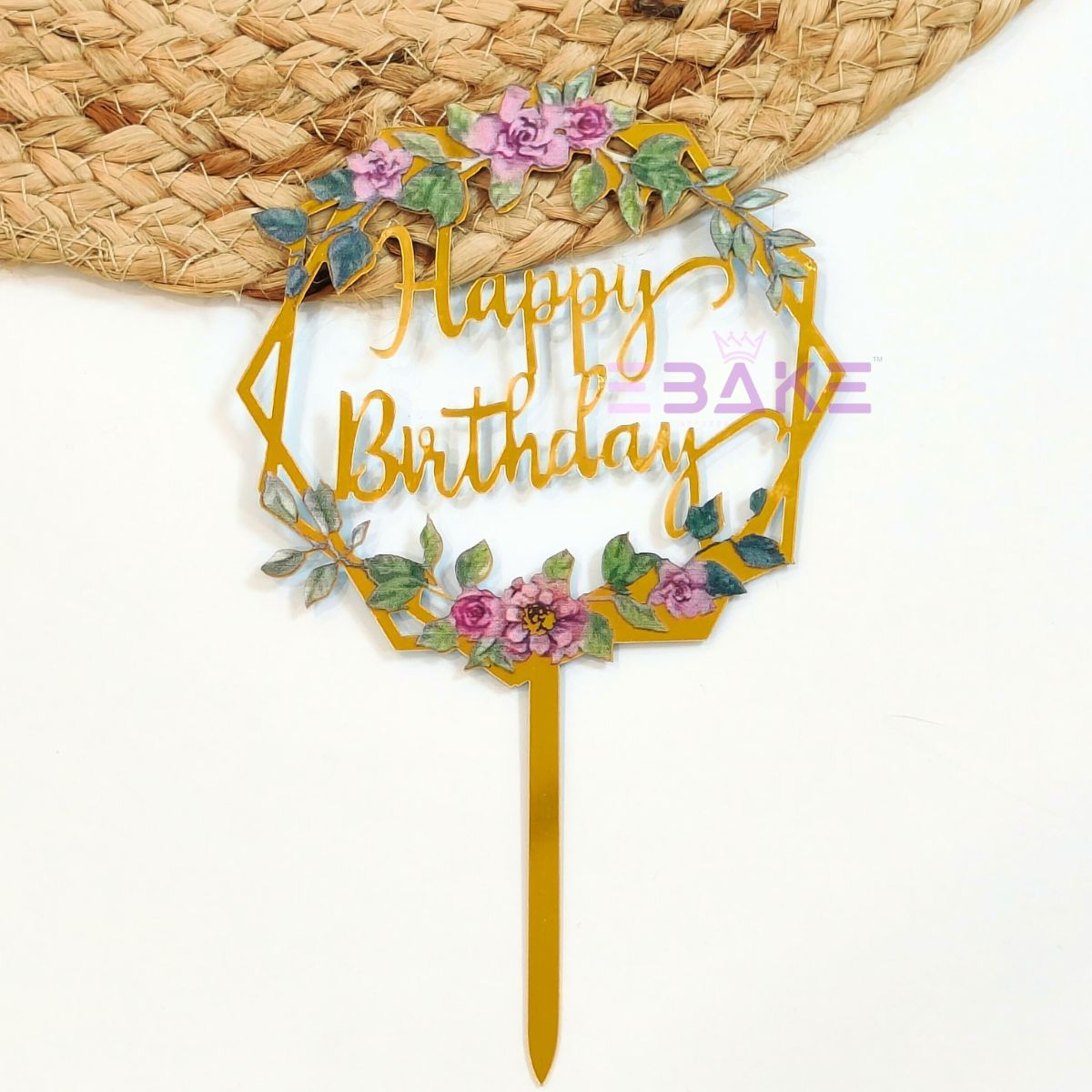 Happy Birthday Graphic Acrylic Cake Topper