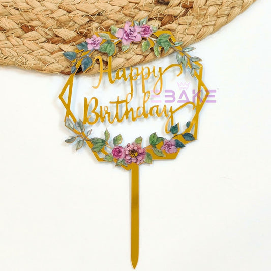 Happy Birthday Graphic Acrylic Cake Topper
