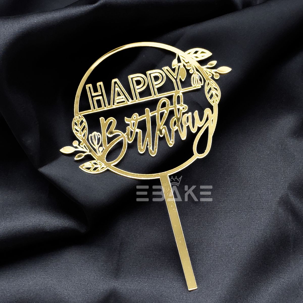 Happy Birthday Cake Topper 5 Inch Golden