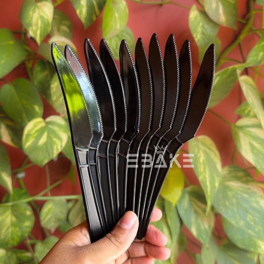 Black Plastic Knife (Set of 10)