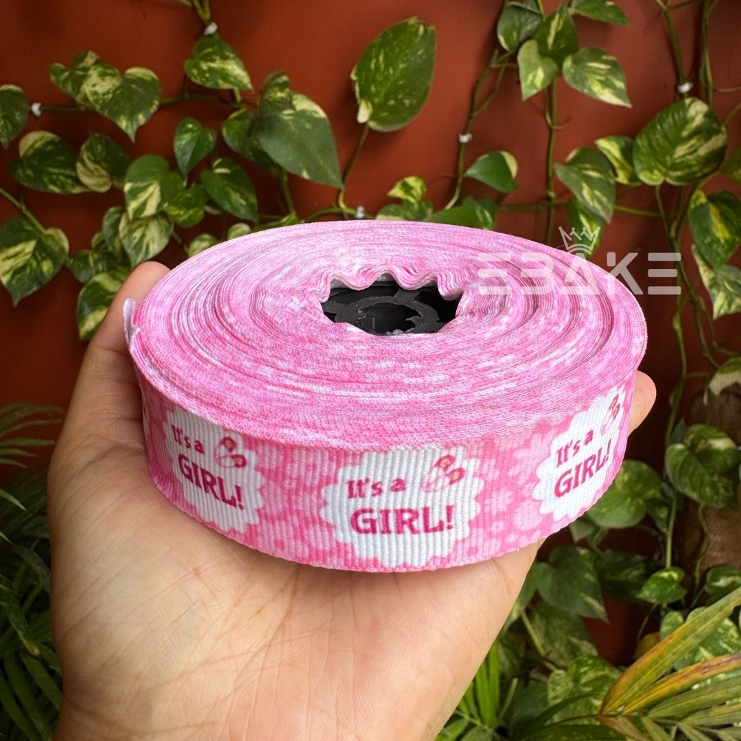 It's a Girl Printed Pink Grosgrain Ribbon