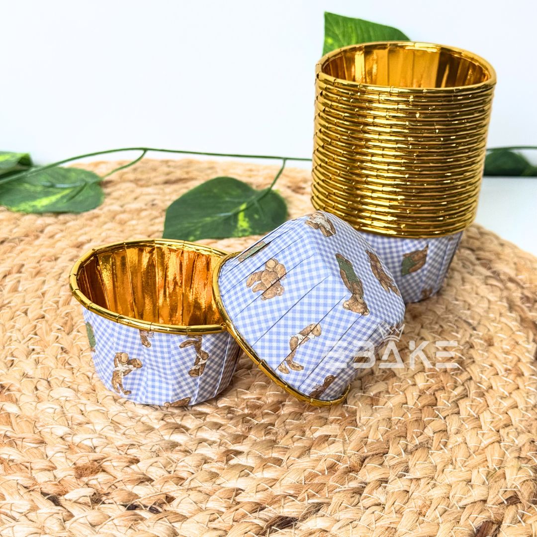Imported Golden Lined Rolled Rim Muffin Cup / Cupcake Liners - Printed (Set of 25 pieces) Large