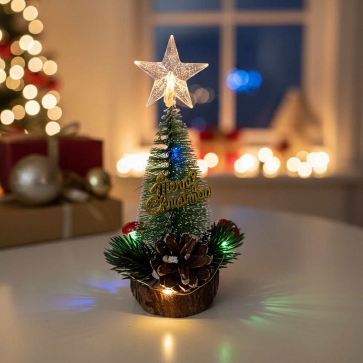 Mini Artificial Tree 6.3 Inch (Single Piece) Christmas Tree With LED Light