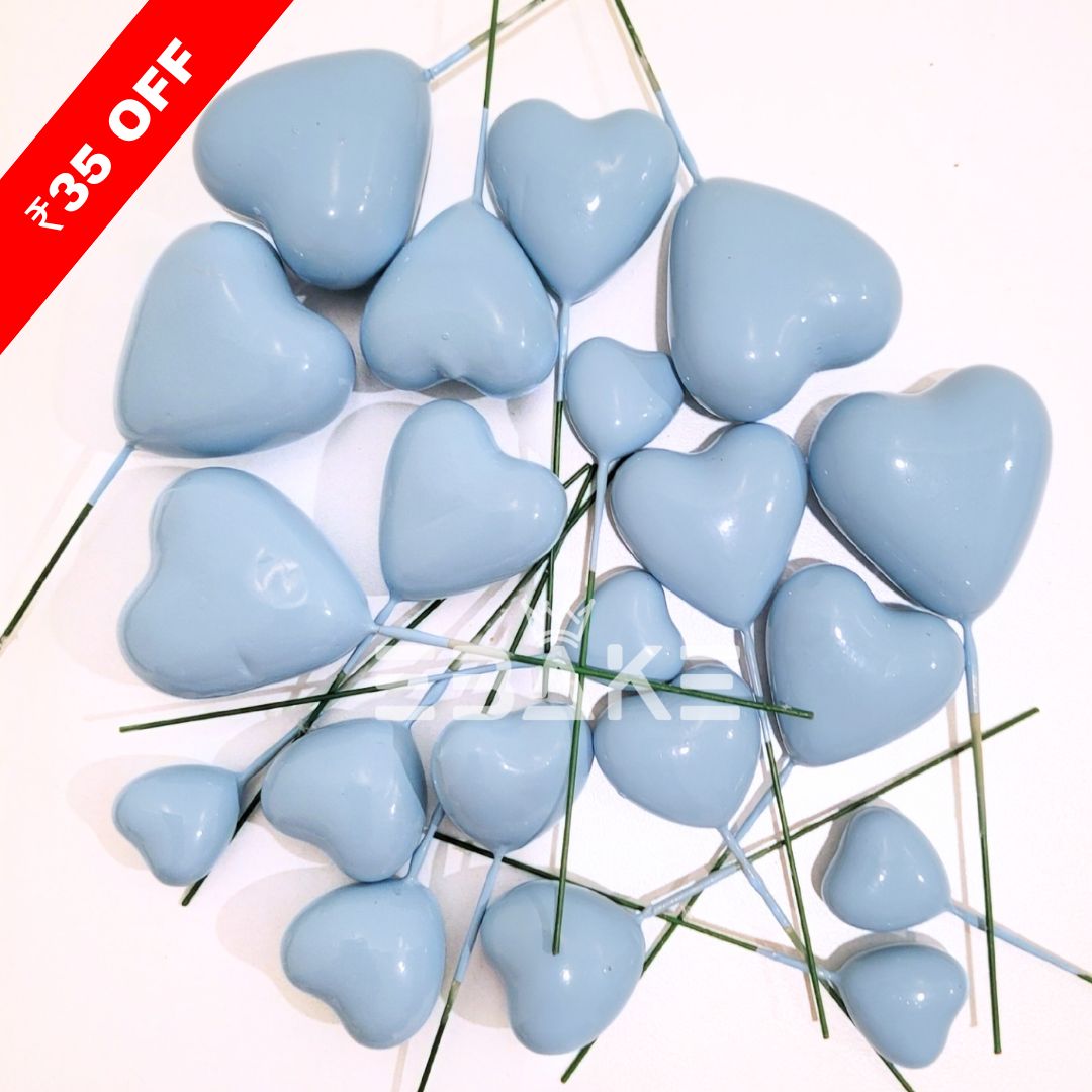 Blue Faux Hearts - Set Of 20 Pieces