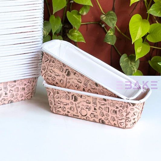 Bake n Serve Printed Plum Cake, Loaf Cake Mould (Set of 5 Pieces) Peach