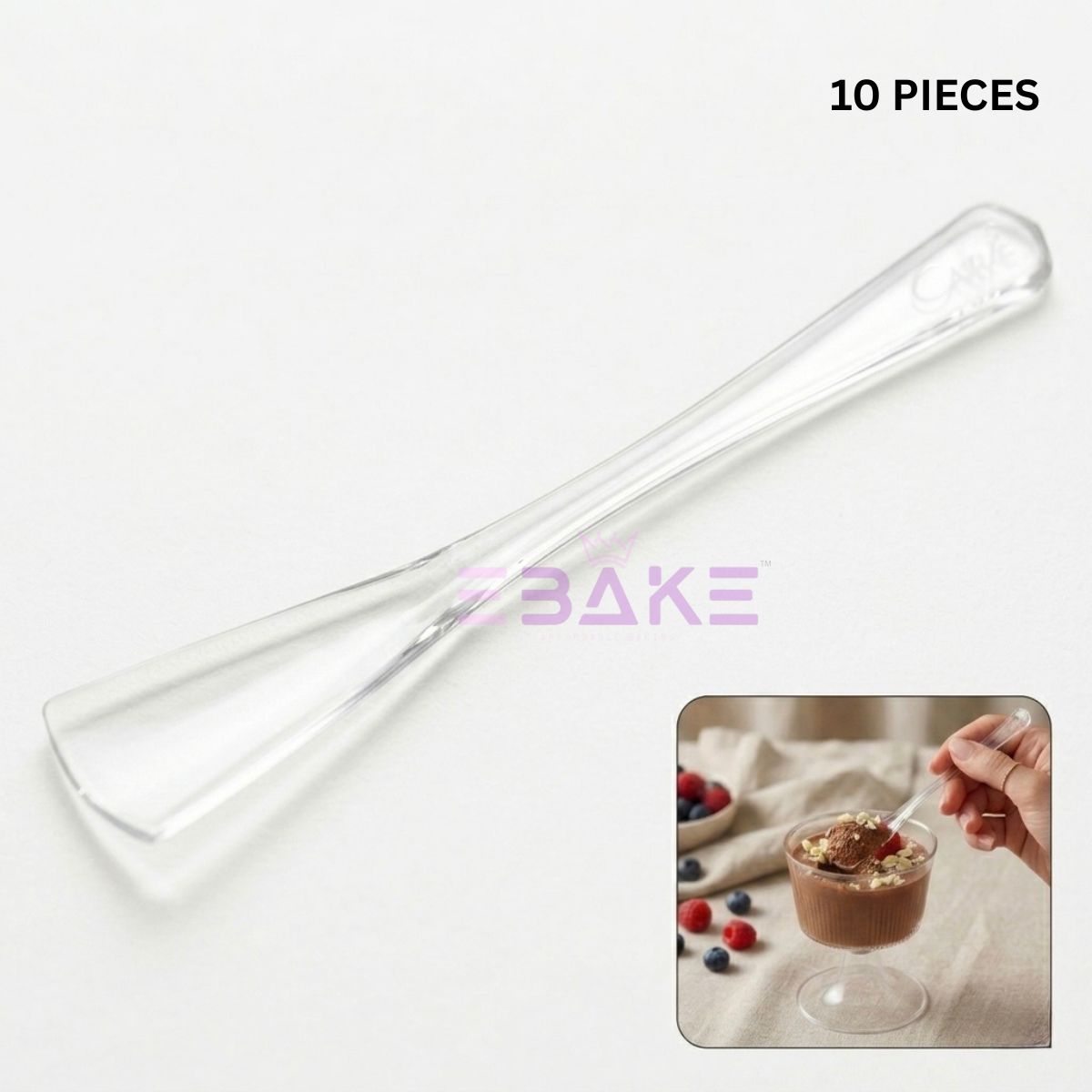 Plastic Spoons / Clear Acrylic Dessert Spoons (Set of 10)