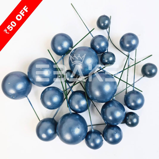 Pearl Finish Indigo Faux Balls - Set Of 20 Pieces