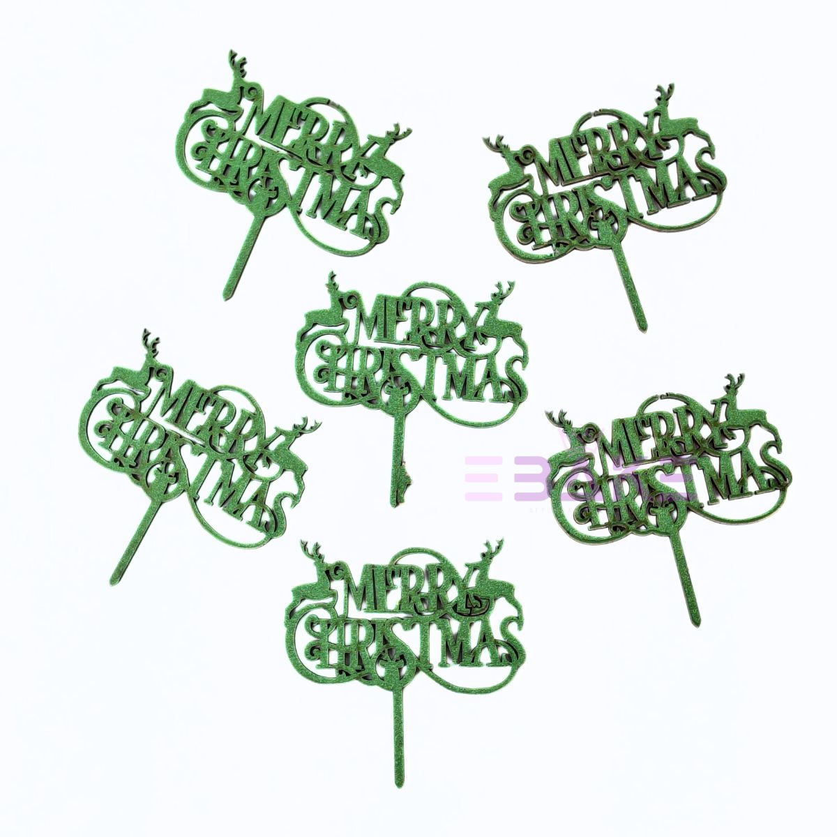 Merry Christmas Mini Cake Topper (Set of 6 Pcs) MDF
