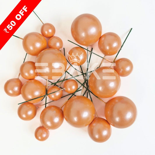 Pearl Finish Orange Faux Balls - Set Of 20 Pieces