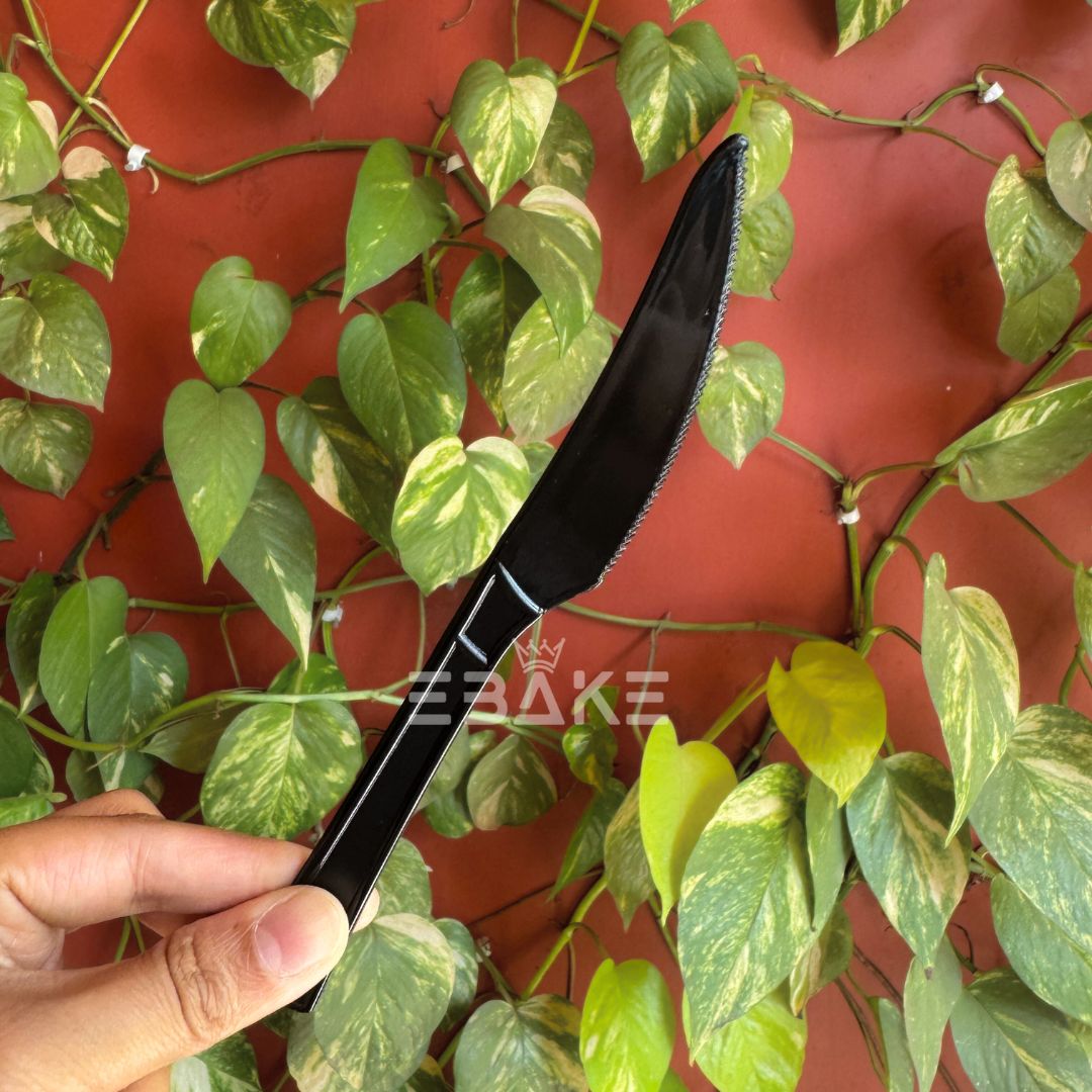 Black Plastic Knife (Set of 10)