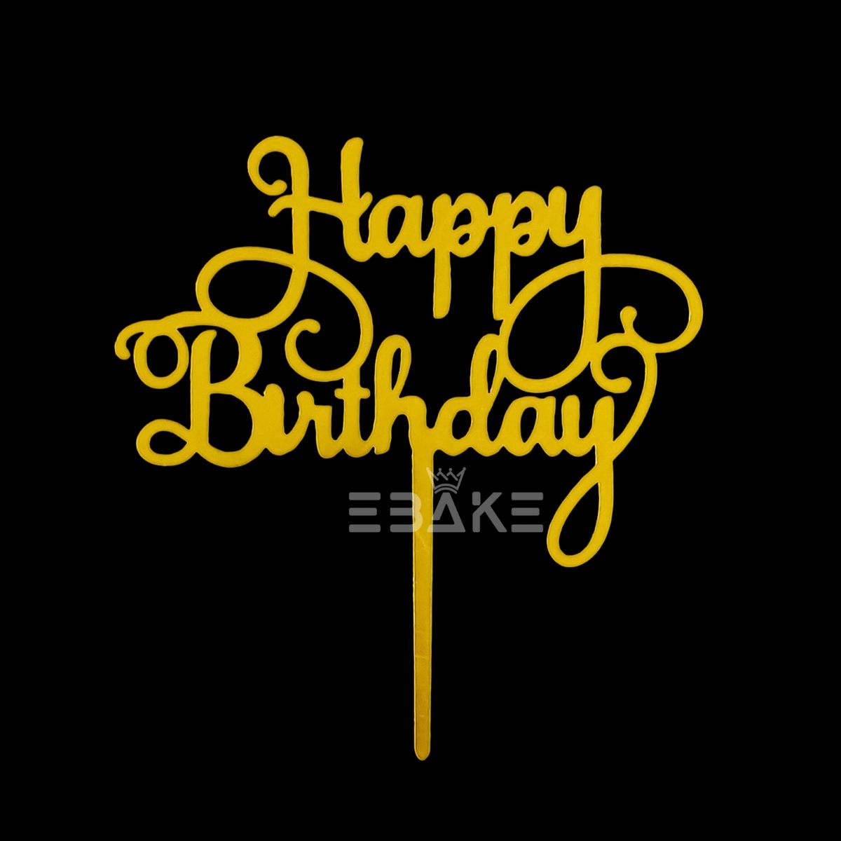 Happy Birthday Cake Topper Golden