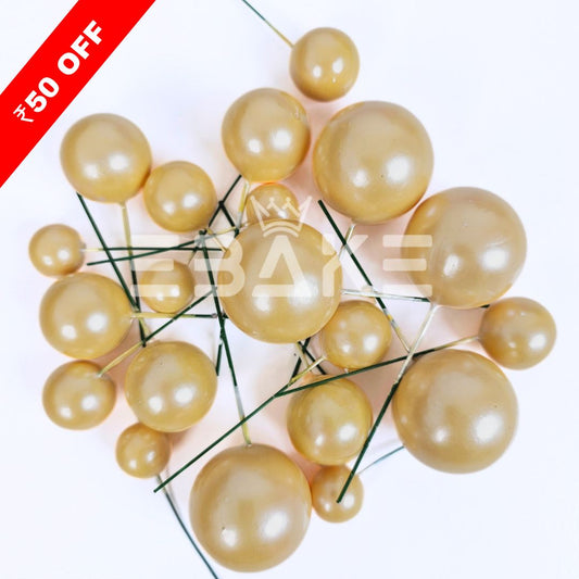 Pearl Finish Yellow Faux Balls - Set Of 20 Pieces