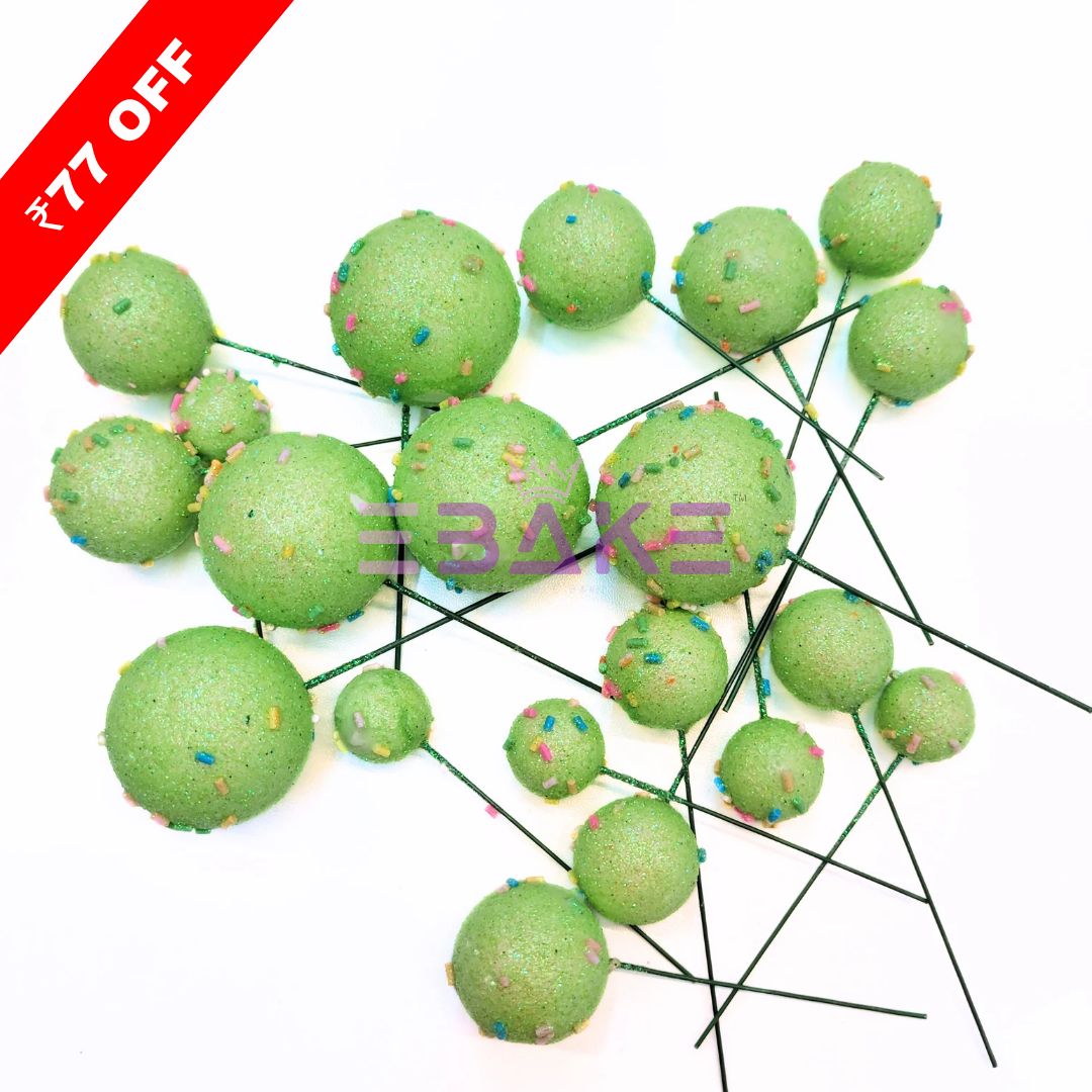 Faux Balls With Sprinkles Green - Set Of 20 Pieces