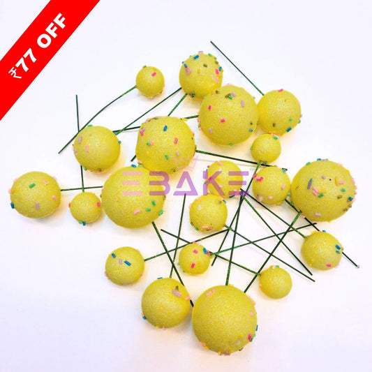 Faux Balls With Sprinkles Yellow - Set Of 20 Pieces