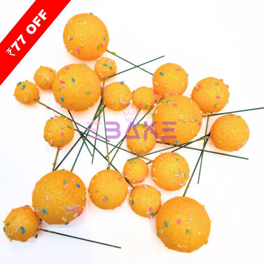 Faux Balls With Sprinkles Orange - Set Of 20 Pieces