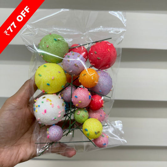 Mixed Balls With Sprinkles - Set Of 20 Pieces (Assorted colors and size)