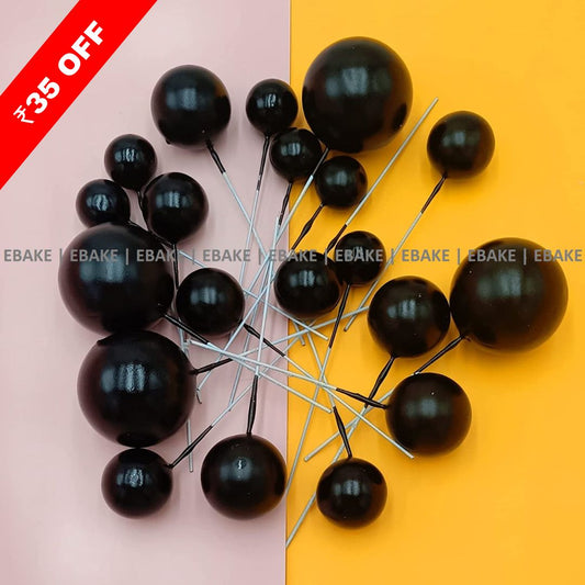 Black Faux Balls - Set Of 20 Pieces