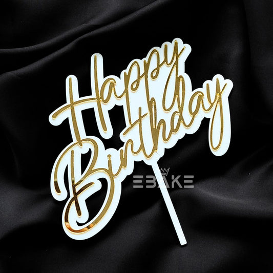 Happy Birthday Double Color Cake Topper