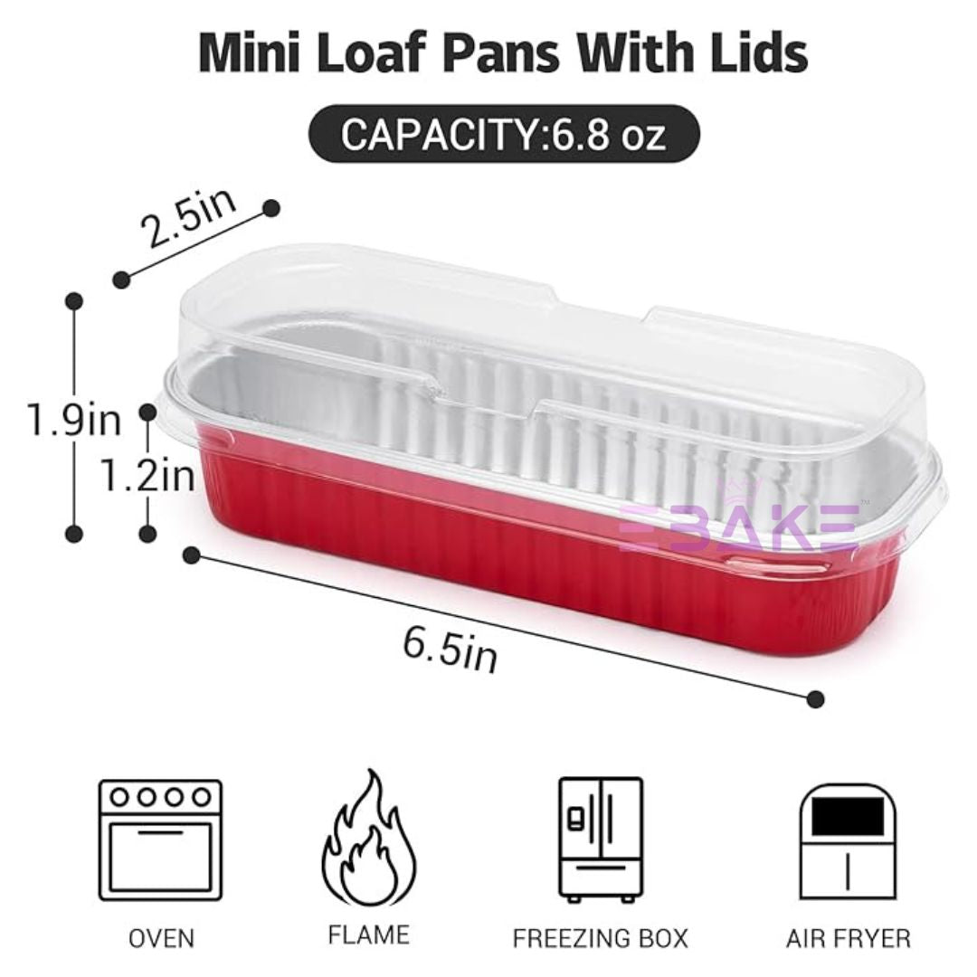 Pastel Pink Aluminium Foil Mini Loaf Pans With Lids