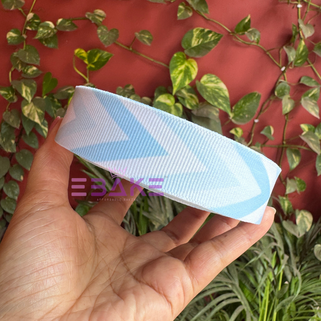 Printed Sky Blue Grosgrain Ribbon