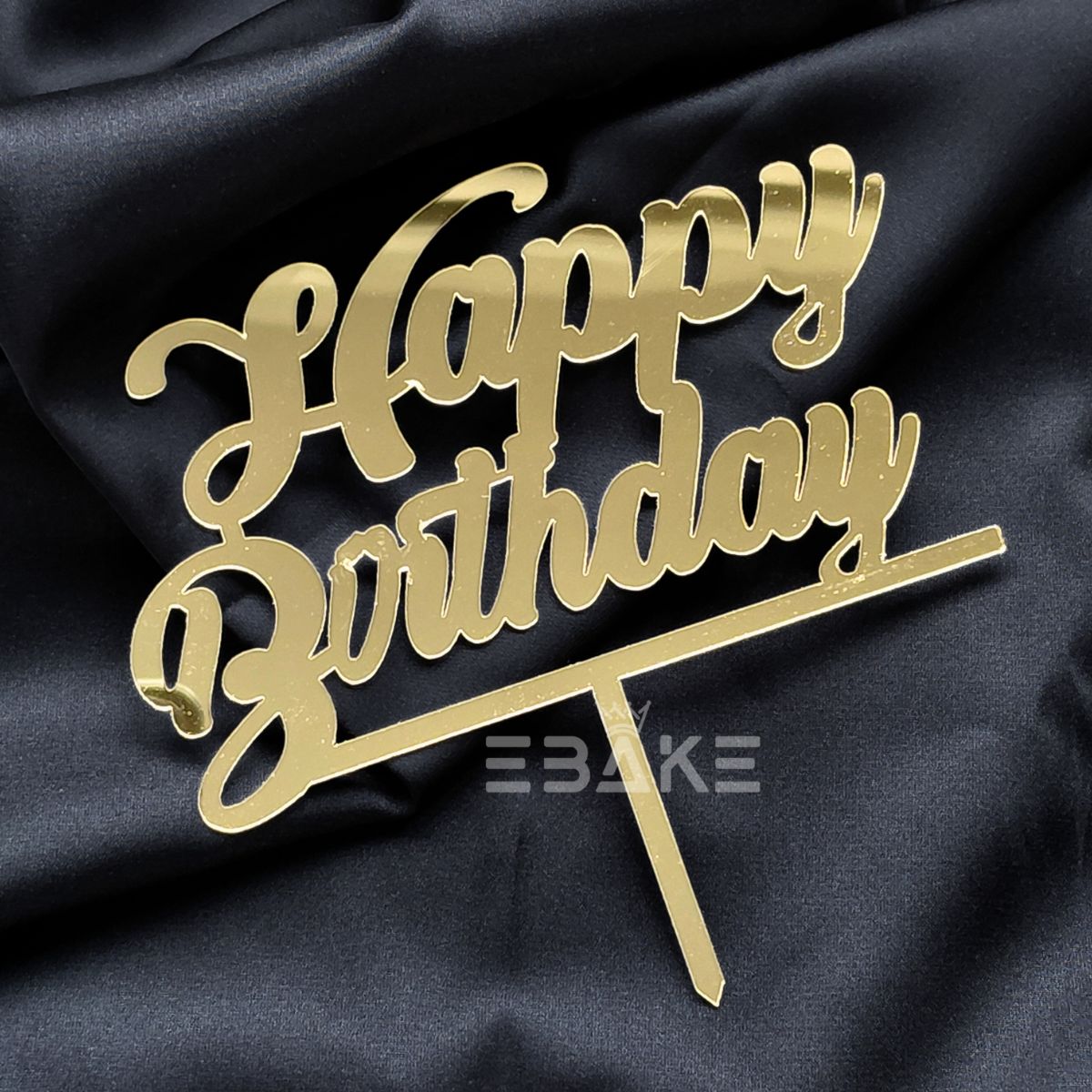 Happy Birthday Cake Topper 5 Inch Golden