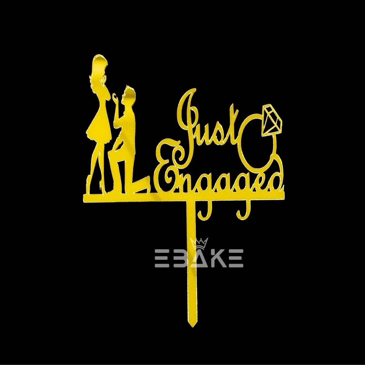 Just Engaged Cake Topper 4 Inch