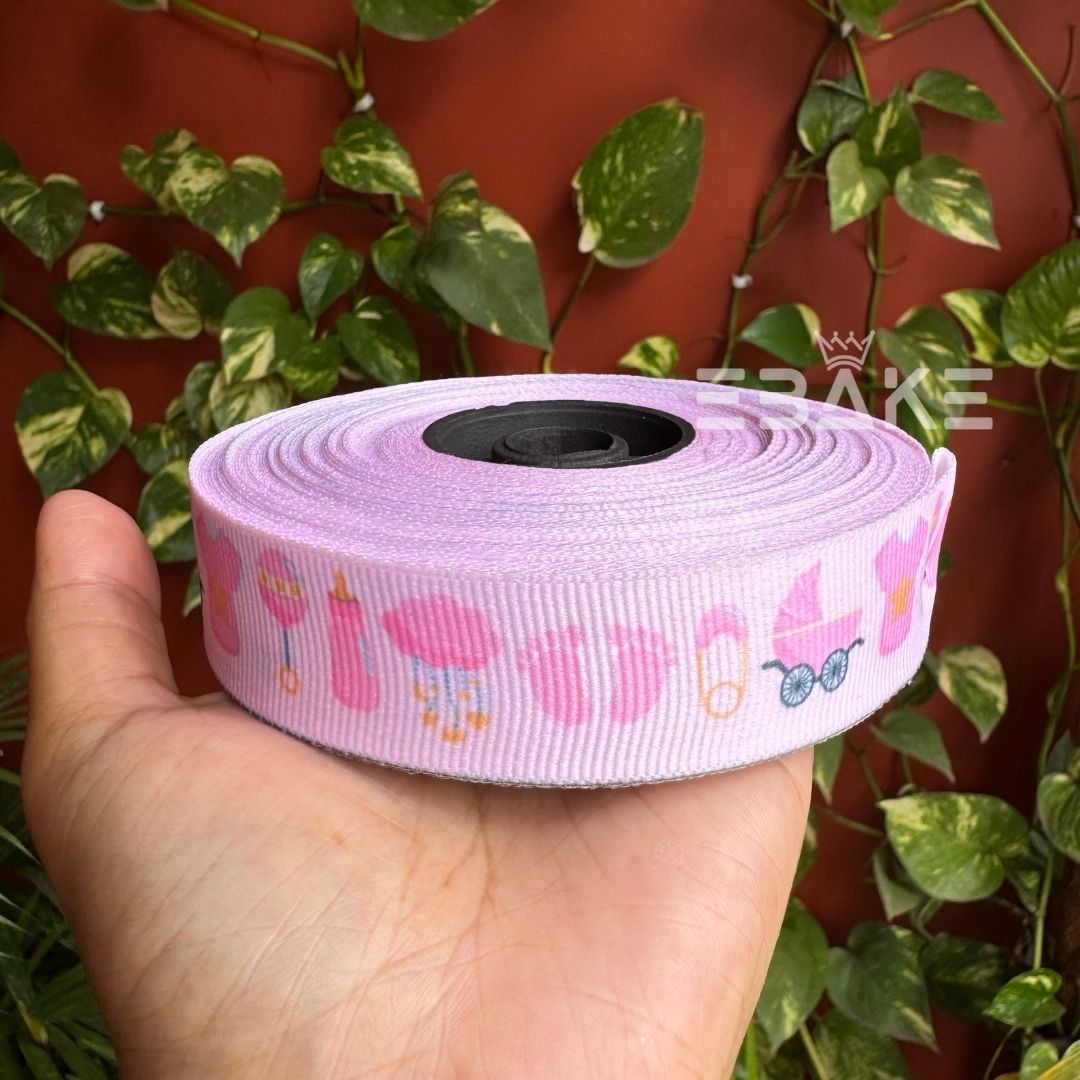 Baby Shower Printed Pink Grosgrain Ribbon