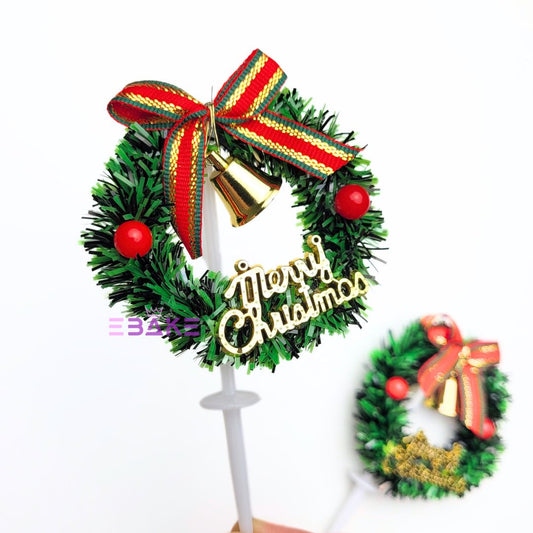 Merry Christmas Cake Topper Christmas Wreath Cake Decoration A1280