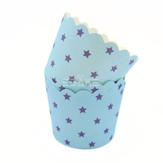 Paper Muffin Cup (Blue Stars) - Set Of 50 Pieces