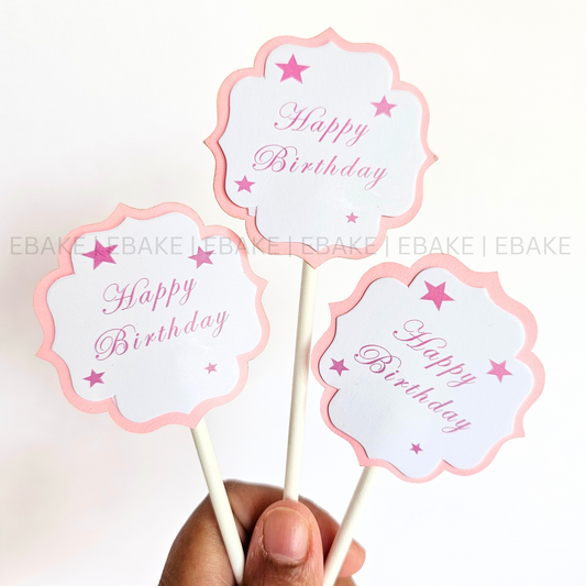 Birthday Paper Topper Pink (Set of 3 pieces)