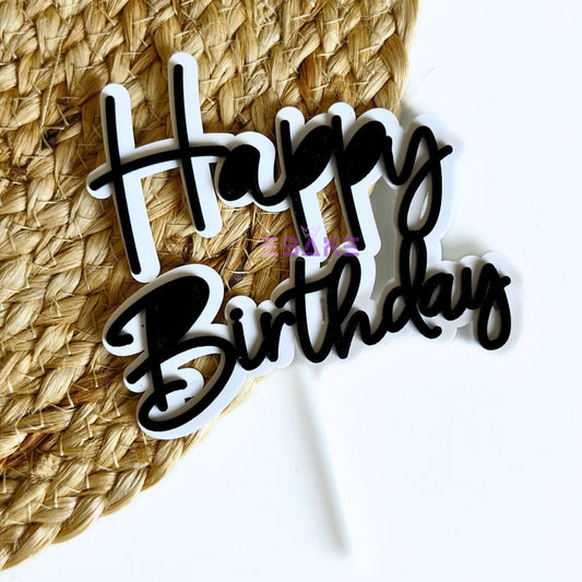 Happy Birthday Double Color Cake Topper