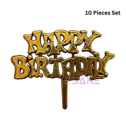 Happy Birthday Mini Topper Plastic (Set of 10 pieces)