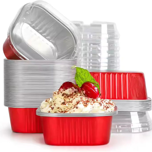 Aluminium  Foil Square Baking Cup With Lid