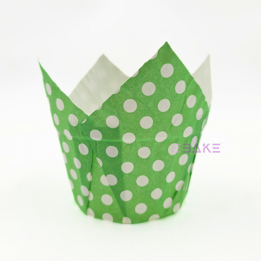 Green Tulip Cupcake Liner Paper Baking Cups (Set of 50)