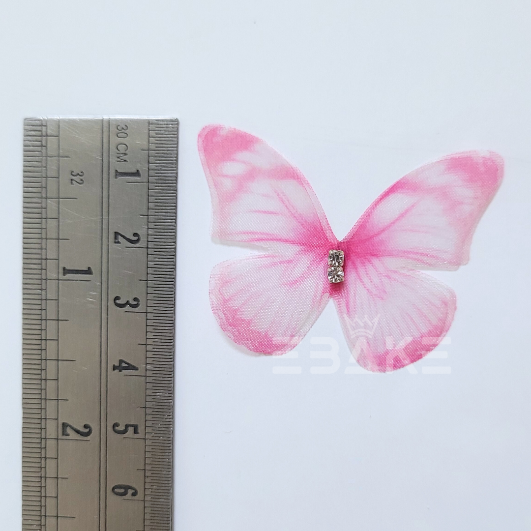 Double Layer Fabric Butterflies - Pink (Set of 5 Pieces)