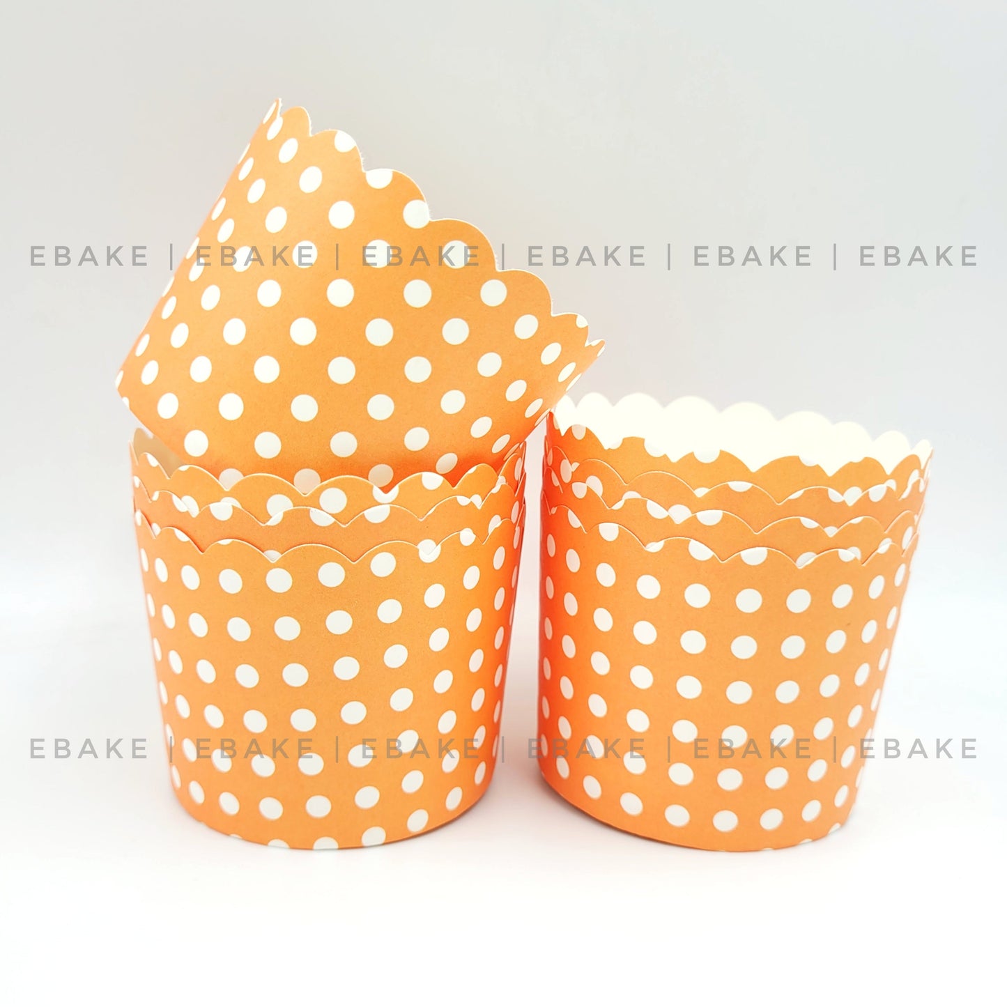 Paper Muffin Cup (Orange Polka Dots) - Set Of 50 Pieces