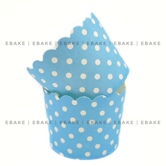Paper Muffin Cup (Blue Polka Dots) - Set Of 50 Pieces Medium