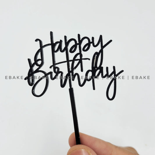 Happy Birthday Mini Topper Black