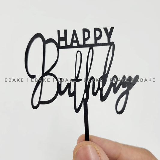 Happy Birthday Mini Topper Black