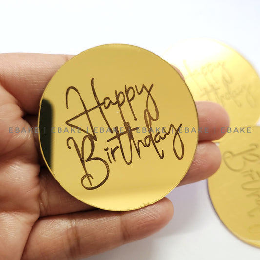 Happy Birthday Coin Topper (Cake Disc) - Set of 12