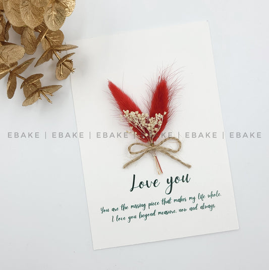Love You Message Card with Dry Flowers - CC02