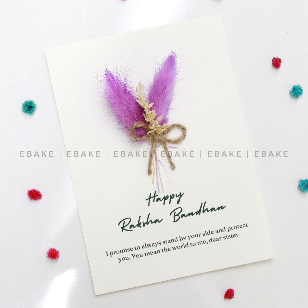 Happy Raksha Bandhan Message Card with Dry Flowers - CC20