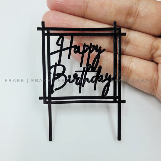 Happy Birthday Mini Topper Black