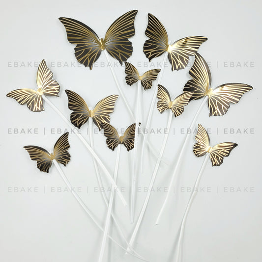 Black Paper Butterflies With Twistable Stick - Foldable